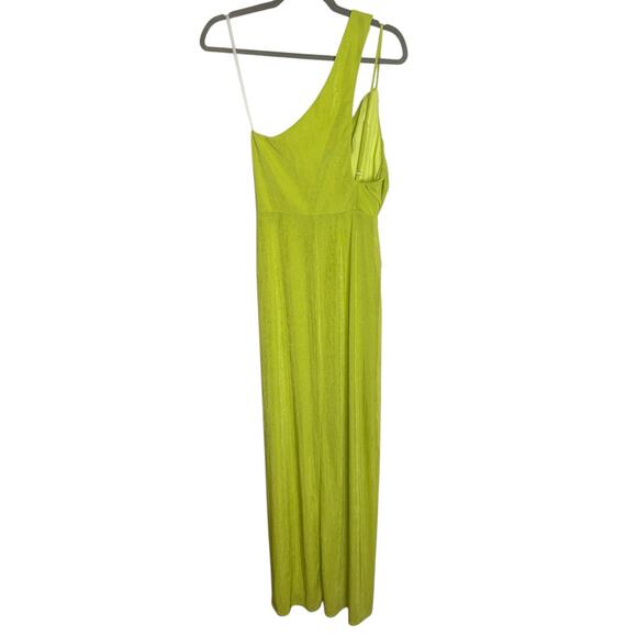 Katie May A Cut Above Gown One Shoulder Cut Out Side Slit Chartreuse Neon Gala S - Picture 10 of 12